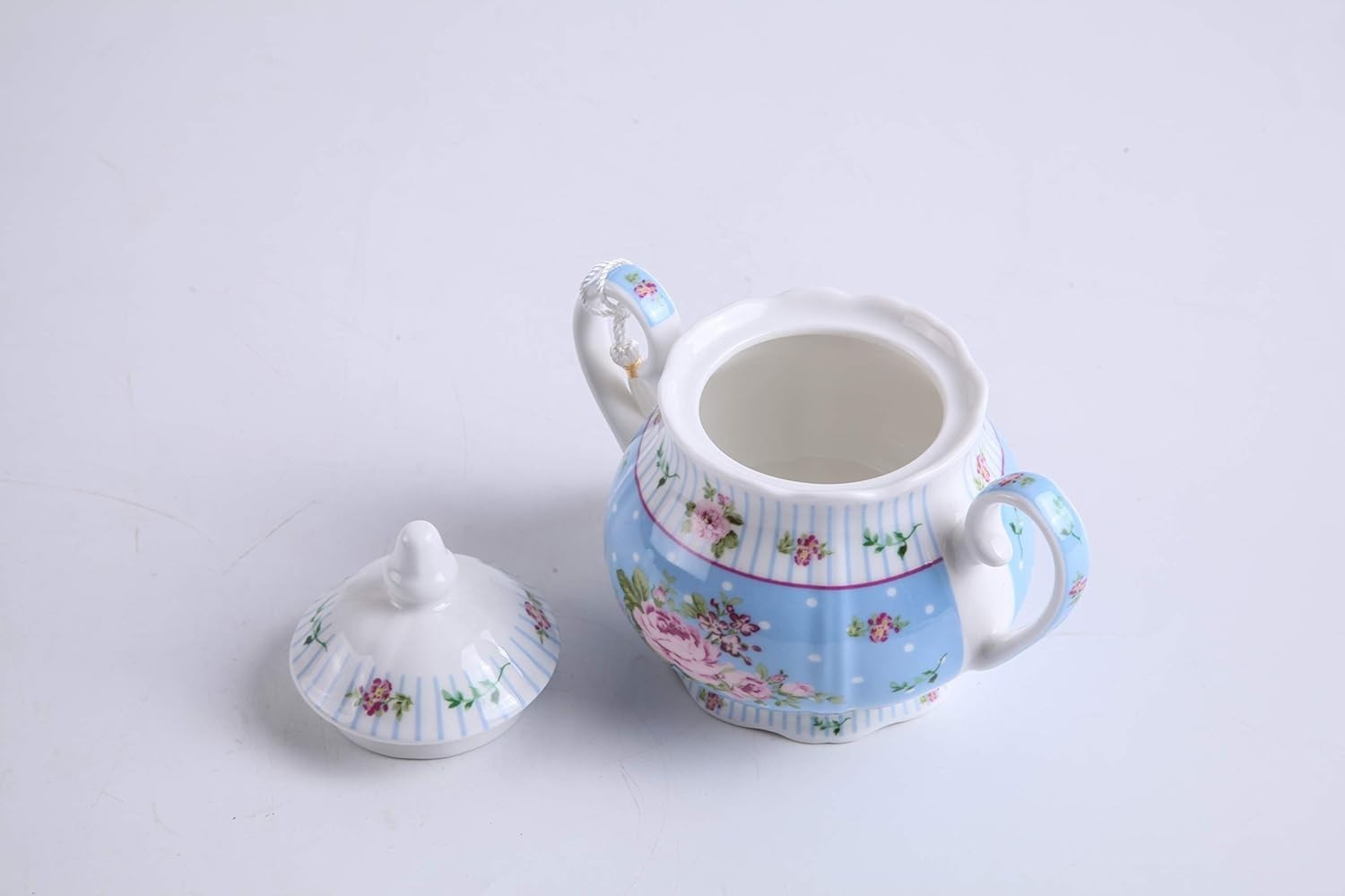 Vintage Floral Sugar Bowl & Cream Jug Set Porcelain Gift Box Blue