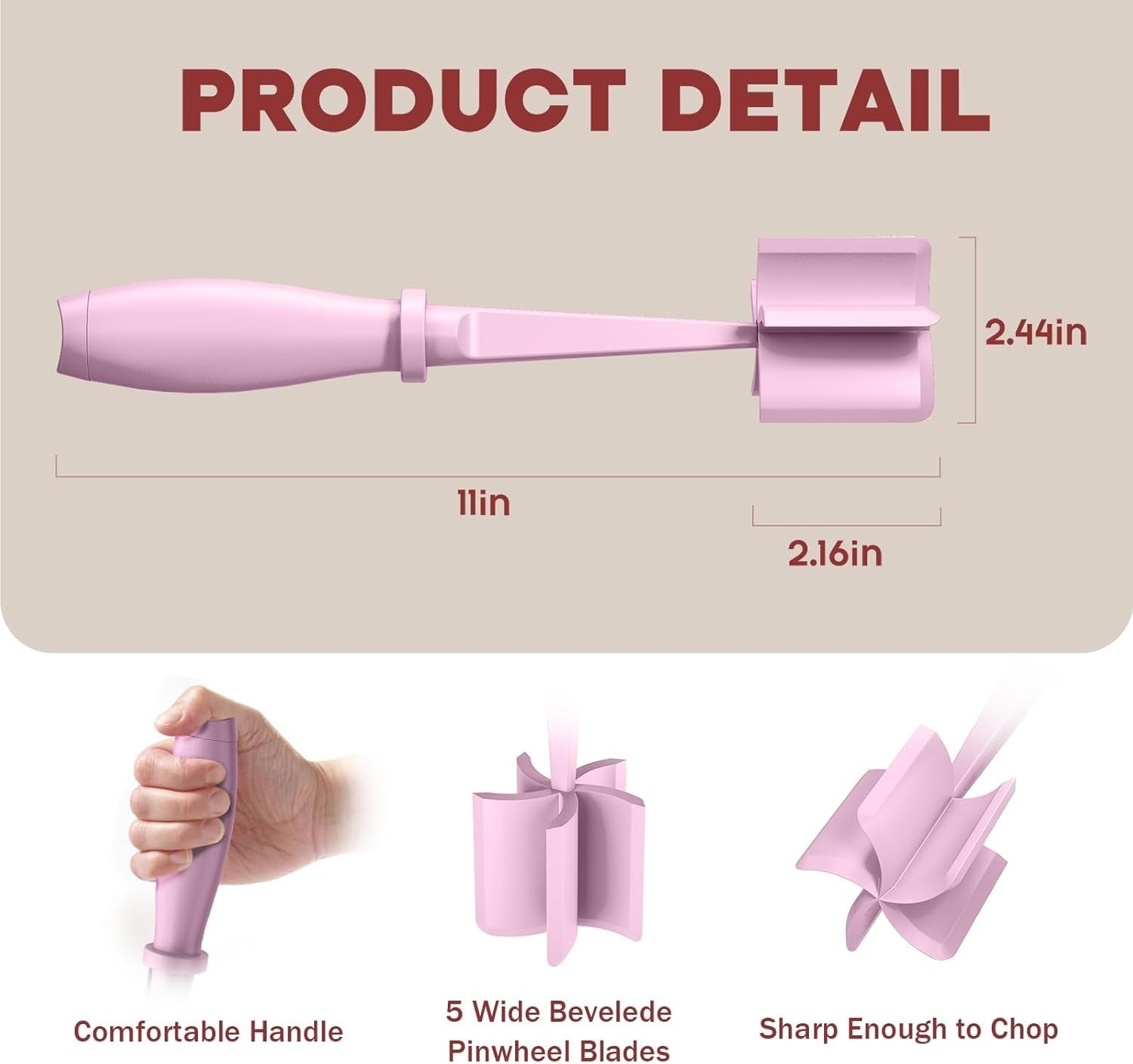 Hamburger Meat Chopper Ground Beef Masher Heat Resistant Pink