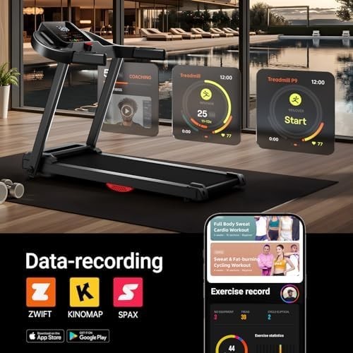 Folding Home Treadmill 3HP Quiet Brushless Heart Rate Monitor 14KM/H