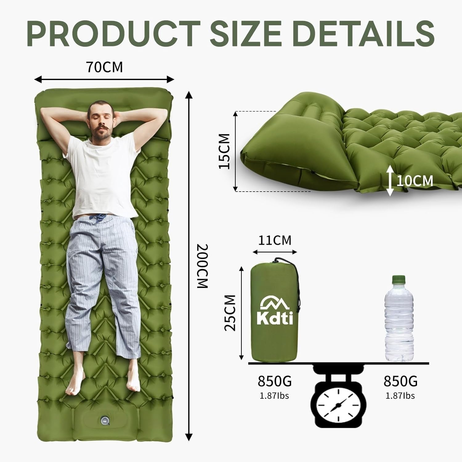 Single Inflatable Camping Mat 10cm Thick Portable Waterproof Sleeping Pad