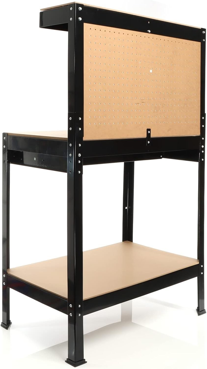 Workbench 800x500x1400mm with Drawer Pegboard Shelf Garage Tool Organizer