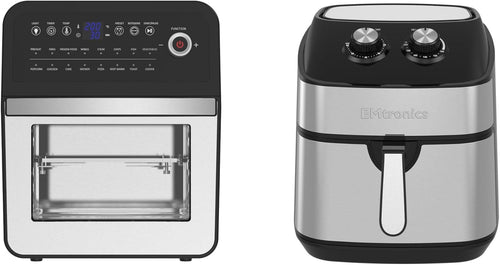 Silver Air Fryer Set 9L Analogue + 12L Combi Oven Probe 60min Low Oil