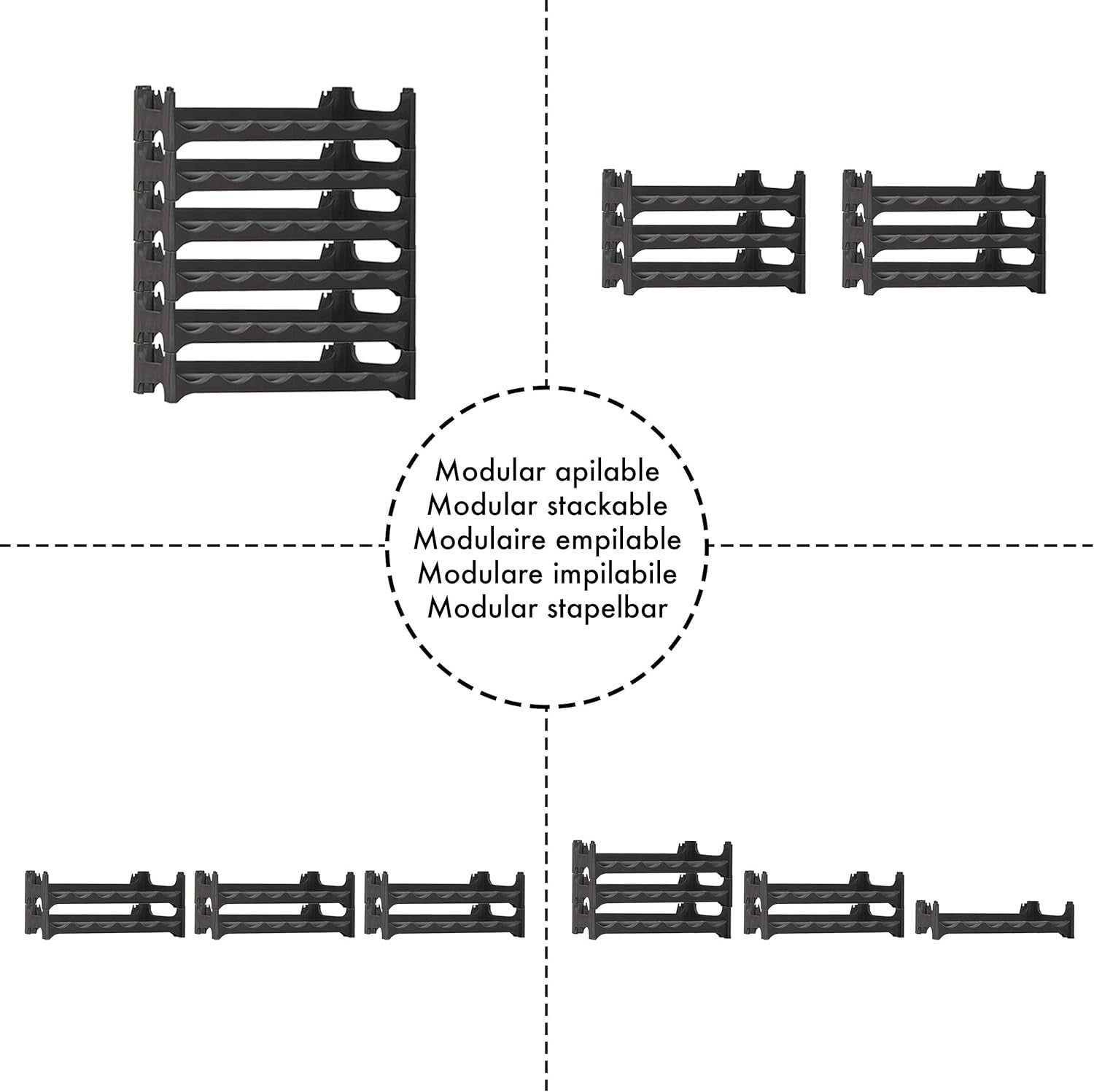 Stackable Wine Bottle Rack 36 Bottle Storage Organizer Modular Plastic Shelving