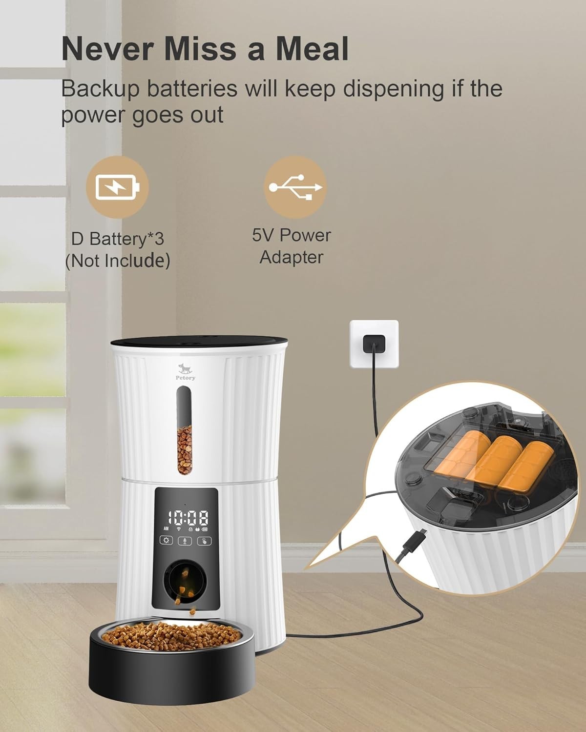 Smart WiFi Automatic Pet Feeder 4L App Control Food Dispenser Timer