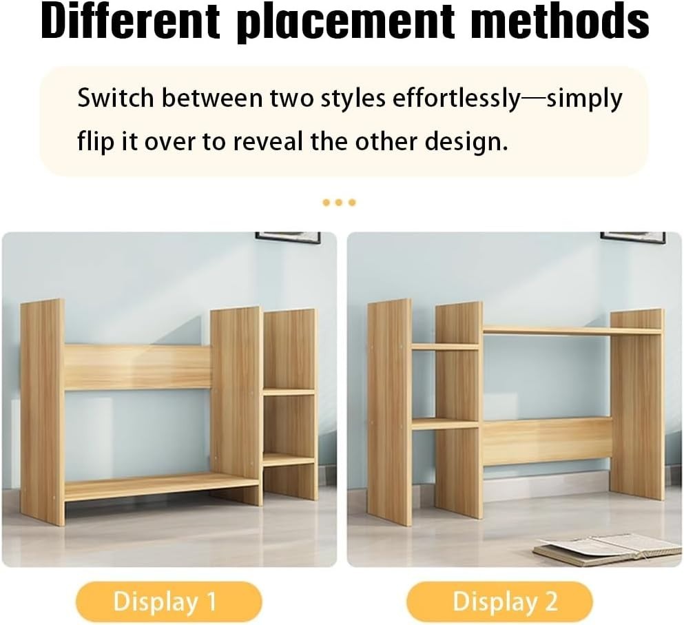 Wood Desk Hutch Organizer | White 5-Compartment Desktop Bookshelf 88.6×30×58.3cm