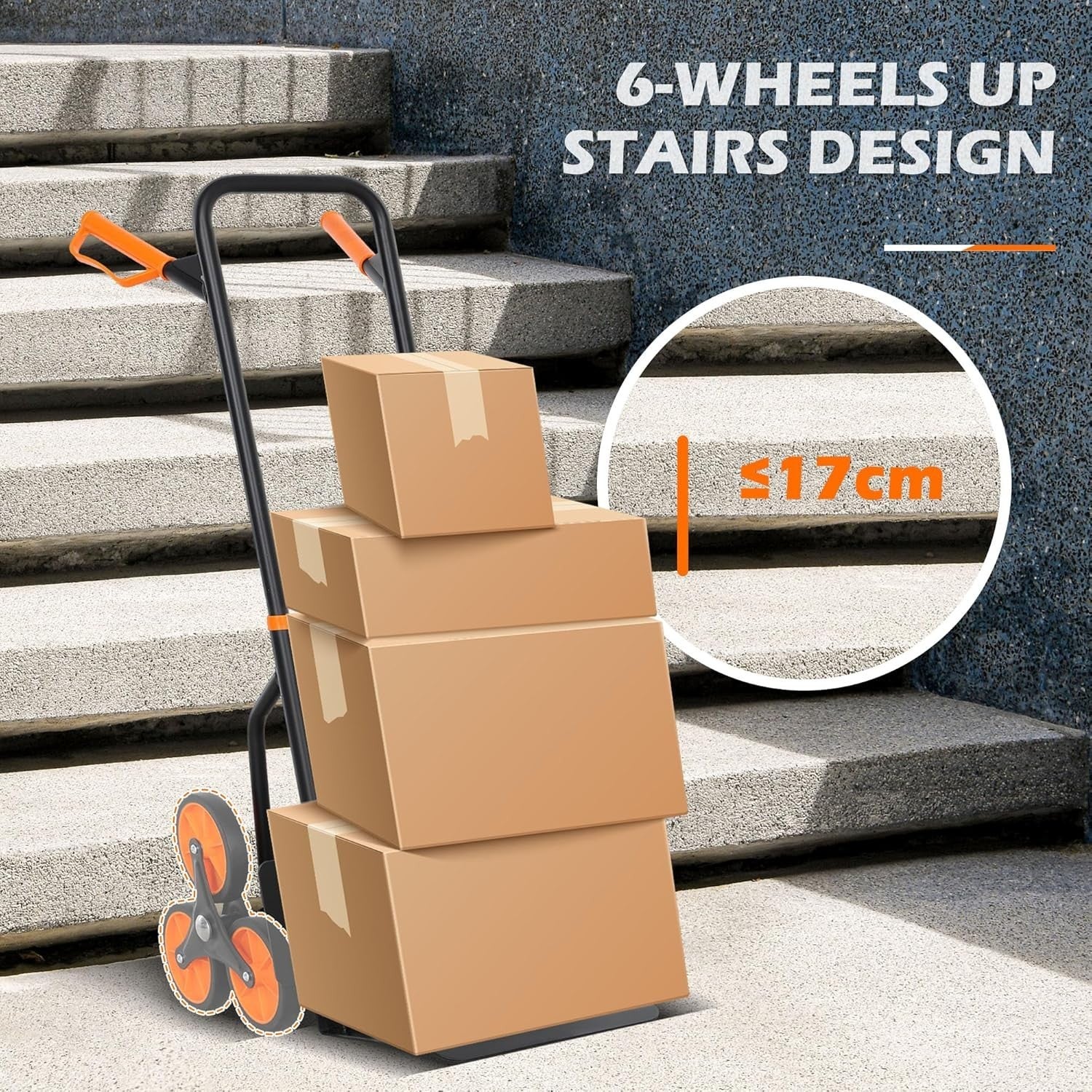 Stair Climbing Hand Truck 120kg Heavy Duty Foldable Steel Trolley