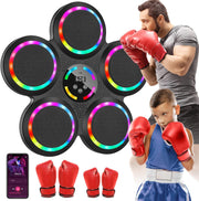 Music Boxing Machine LED Punch Trainer Bluetooth Wall Mounted Gloves Set