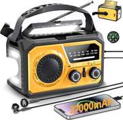 Emergency Wind Up Solar Radio 27000mAh Power Bank AM/FM Torch Orange