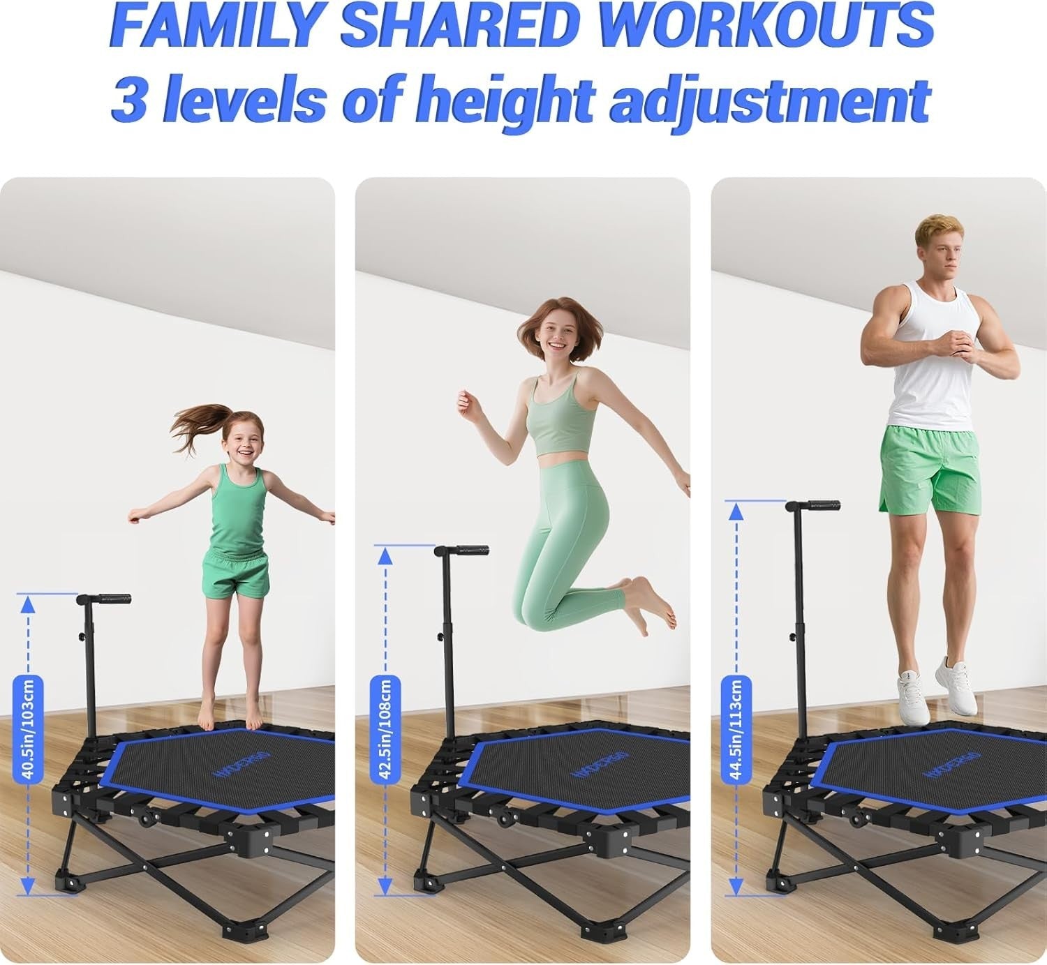 42” Foldable Fitness Trampoline Adult Indoor Rebounder Exercise Jumper