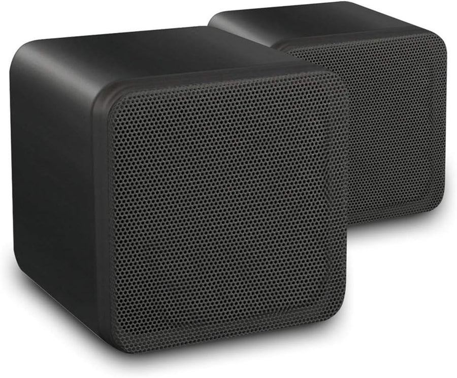 HiFi Bookshelf Stereo Speakers 80W Compact Cube Home Cinema Pair Black