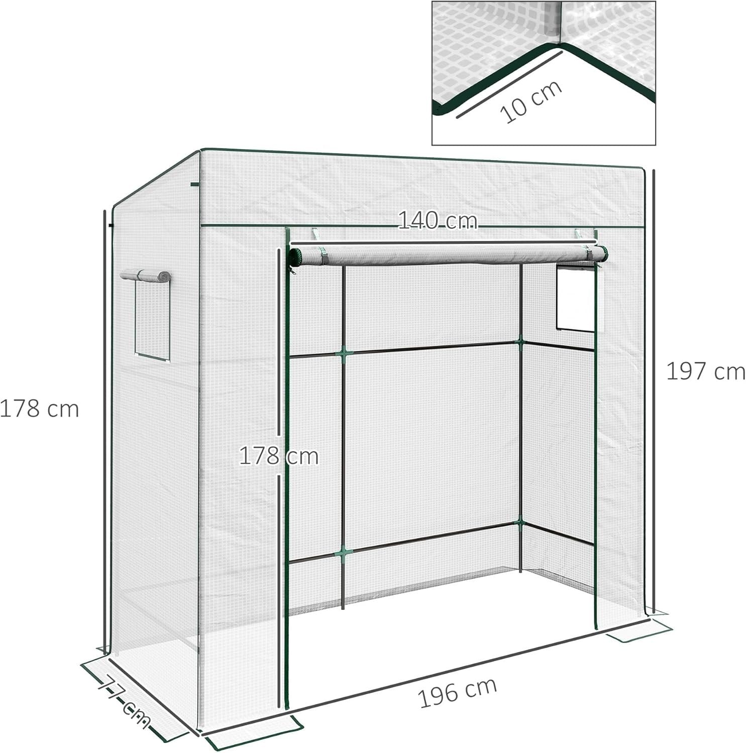 Reinforced Tomato Greenhouse 196x77x197cm Walk-In PE Cover