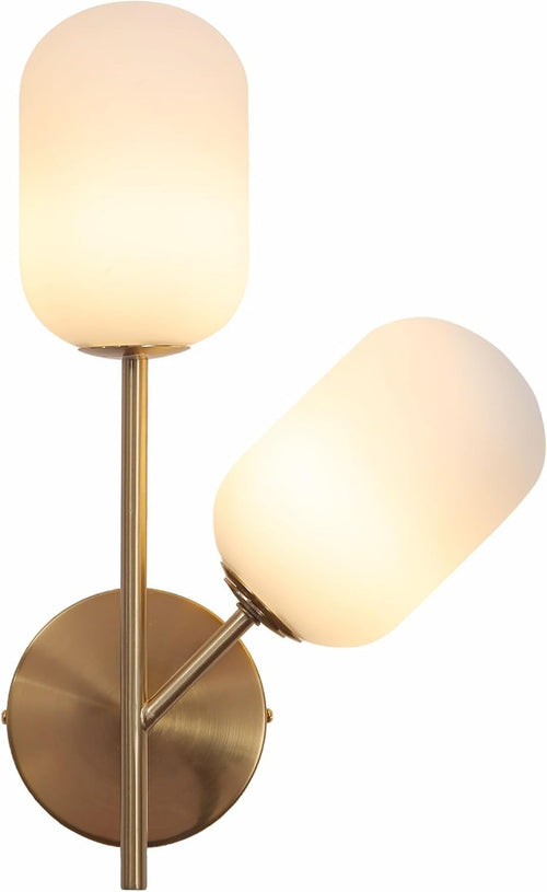 Modern Wall Light Double Lamp Gold Aluminium Bronze Glass Cylinder for Home