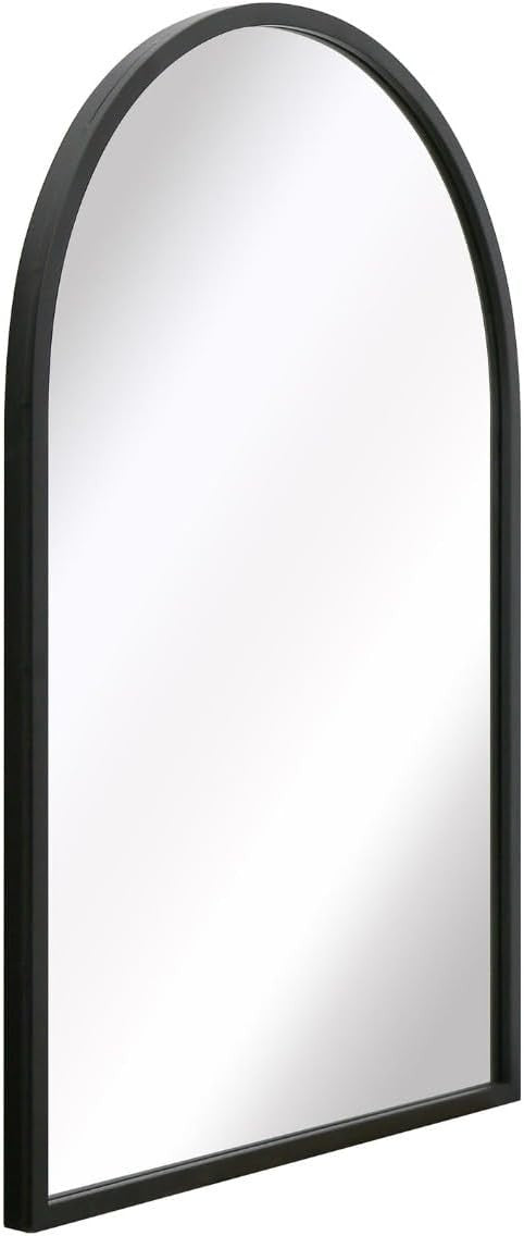 Large Black Metal Arched Wall Mirror 100x70 cm, Stylish & Durable