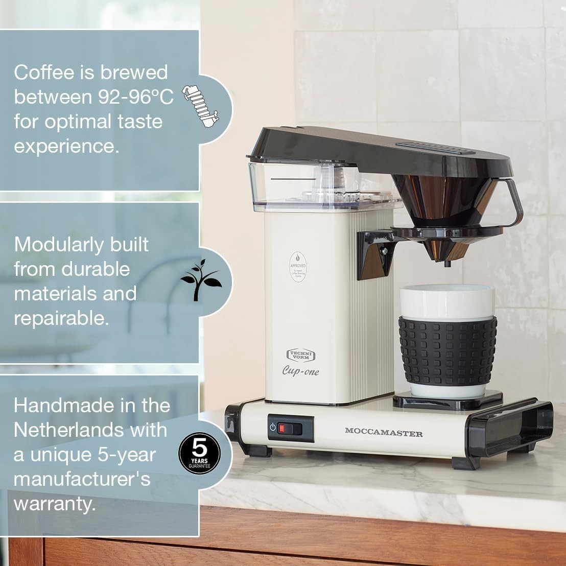 Premium Single-Cup Filter Coffee Maker 1090W | Fast Brew | Compact Aluminum