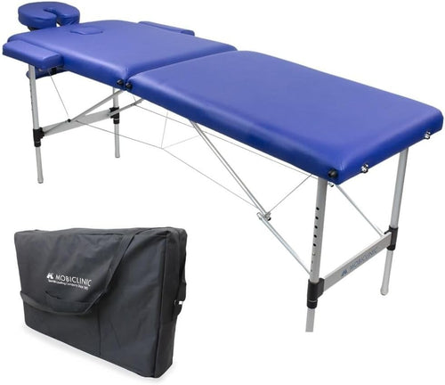 Portable Aluminium Massage Table Foldable Adjustable Spa Therapy Bed Blue