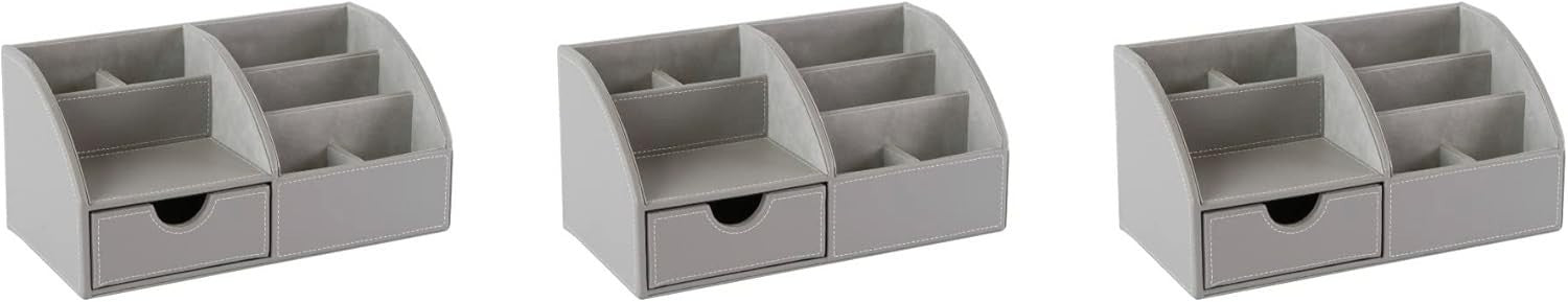 Faux Leather Desk Organiser 8-Compartment Drawer Pen, Stationery Caddy