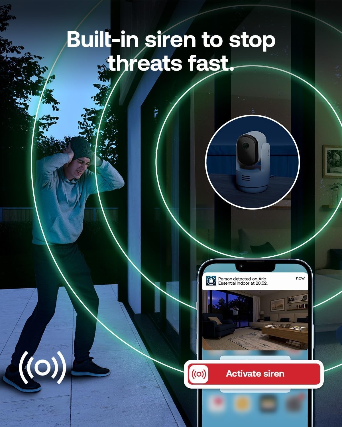 360° PTZ Indoor Security Camera HD Night Vision Motion Sound Alert