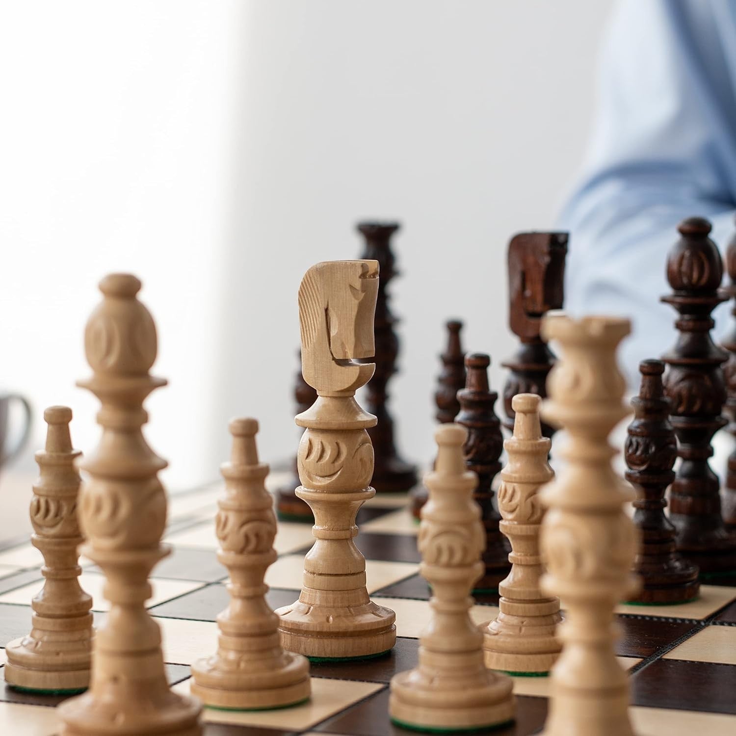 Extra Large 58cm Hand-Carved Wooden Chess Set | Luxury Sculpted Pieces | Foldabl