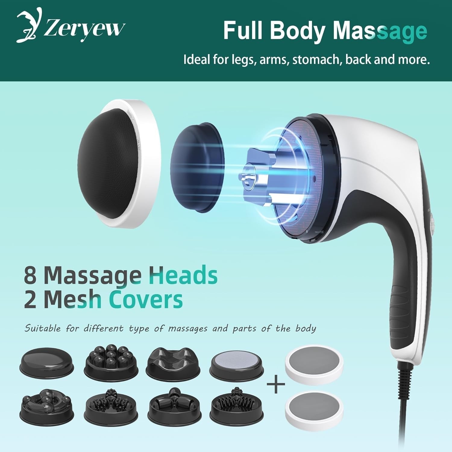 Handheld Cellulite Massager Electric Body Sculpting Fat Burner 8 Massage Heads