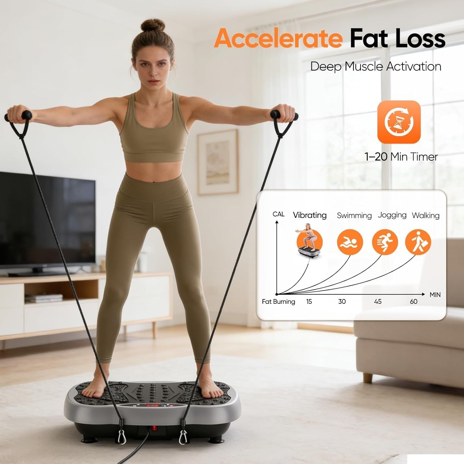 Black Vibration Plate Exercise Machine for Weight Loss & Lymphatic Drainage
