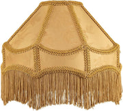 Victorian Gold Empire Lamp Shade Faux Silk Floral Tassels 30cm