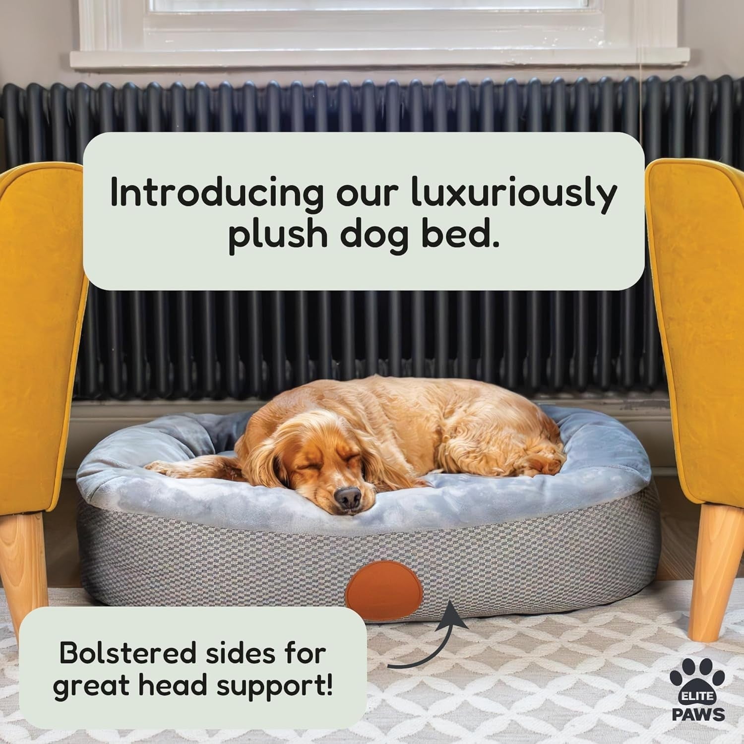 Orthopedic Dog Bed Medium 80x60x19cm Dual Foam Washable Grey