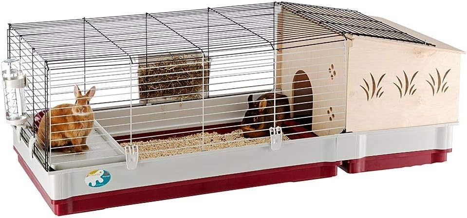 Extra Large Rabbit Cage Indoor with Wooden Hutch Extension Accessories