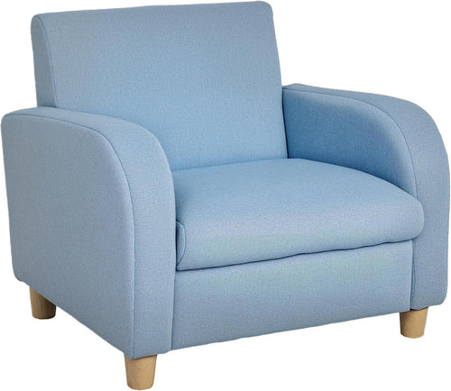 Toddler Armchair Sofa Kids Chair Wooden Frame Blue Seat for Playroom