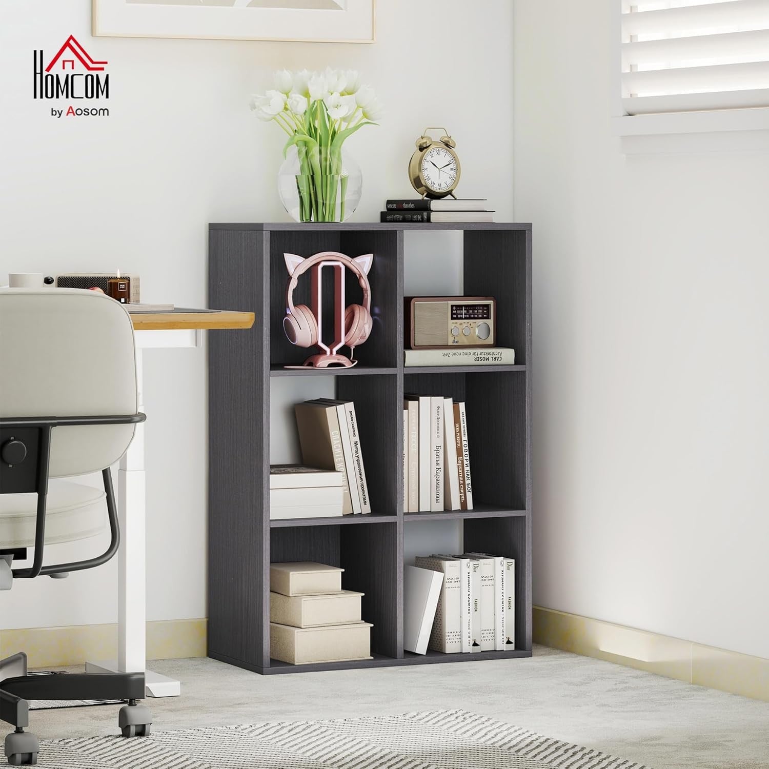 Modern 6-Cube Bookcase Storage Unit Freestanding Display Shelf for Home