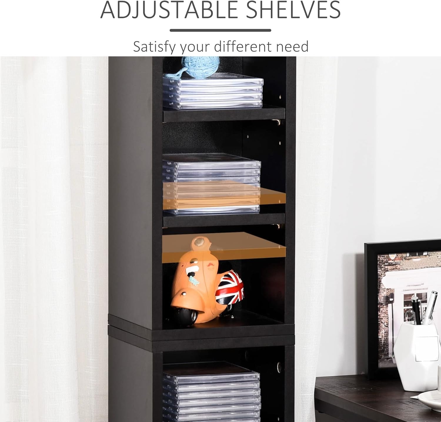 Modern 8-Cube Tall Bookcase Room Divider – Freestanding Storage Shelf White