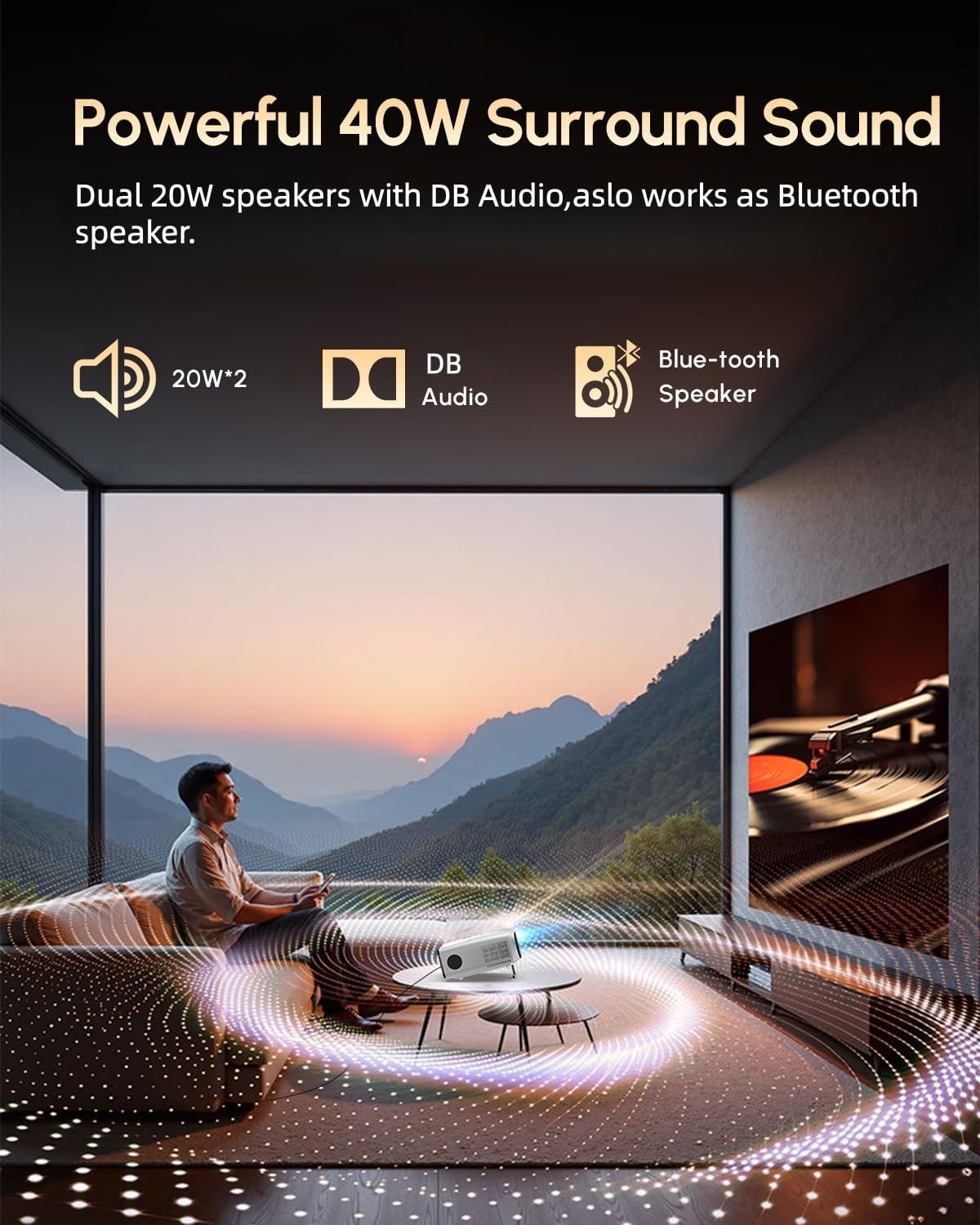 4K Smart Projector 2200 ANSI Google TV WiFi 6 Bluetooth HDR