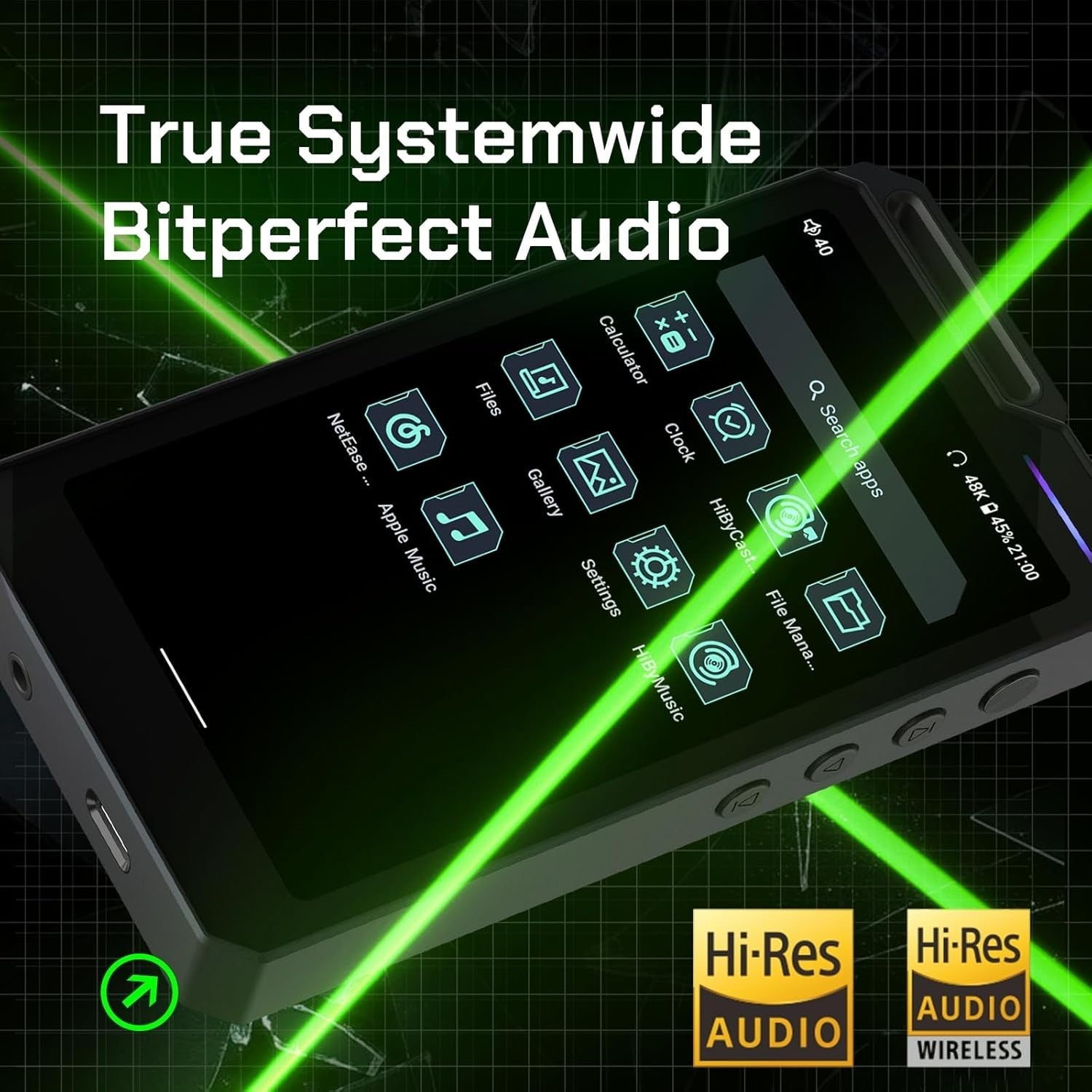 Portable Android 12 HiFi MP3 Player | 4-Way DAC DSD256 | 4.7" Touchscreen