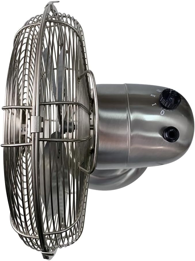 12" Retro Metal Table Fan – 3-Speed Tilt Oscillating Air Circulator Brush Nickel