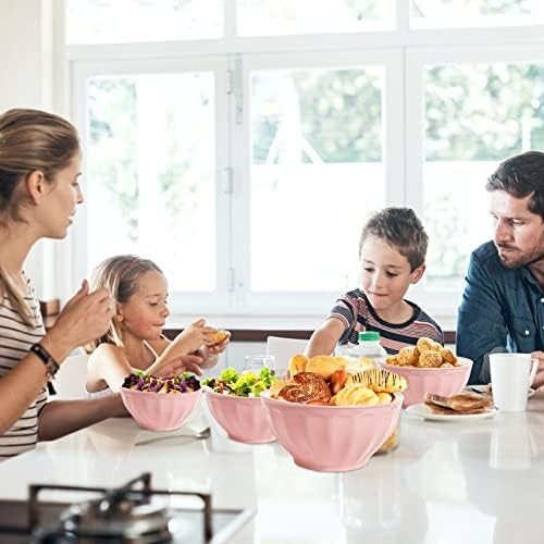 4-Piece Large Plastic Mixing Bowls Set with Lids & Whisk Microwave Safe