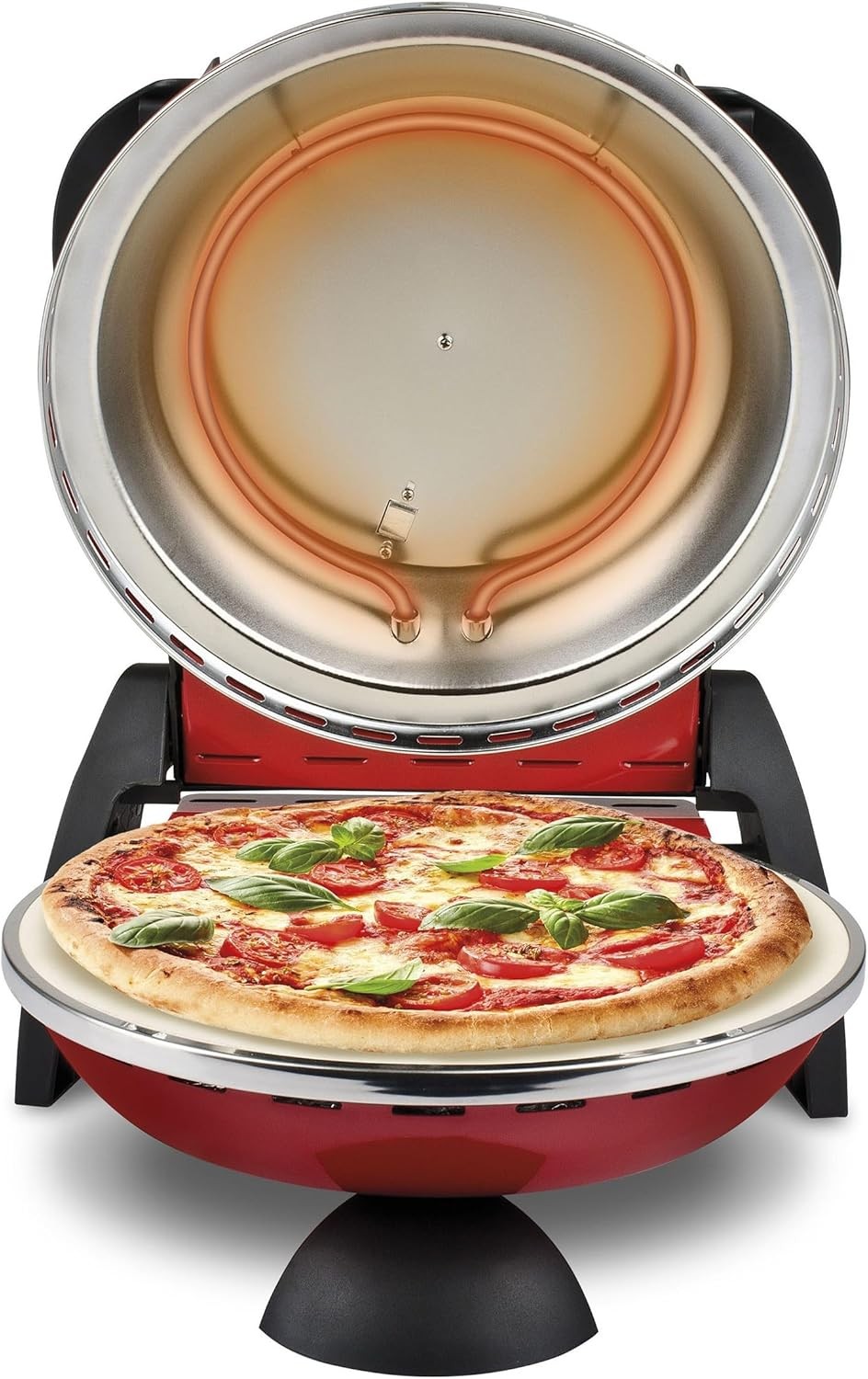 Electric Pizza Oven 1200W | Portable Indoor Pizza Maker w/ Stone Plate 31cm Red