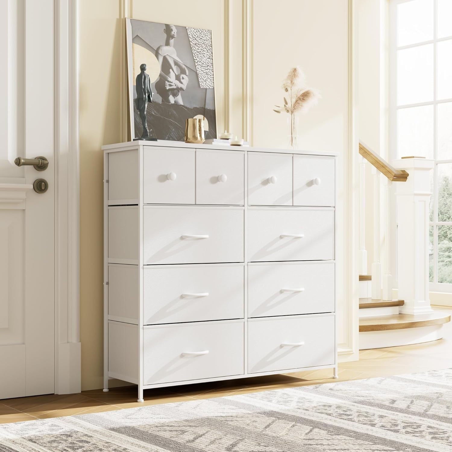 Tall White 10 Drawer Dresser Storage Chest for Bedroom Closet Nursery