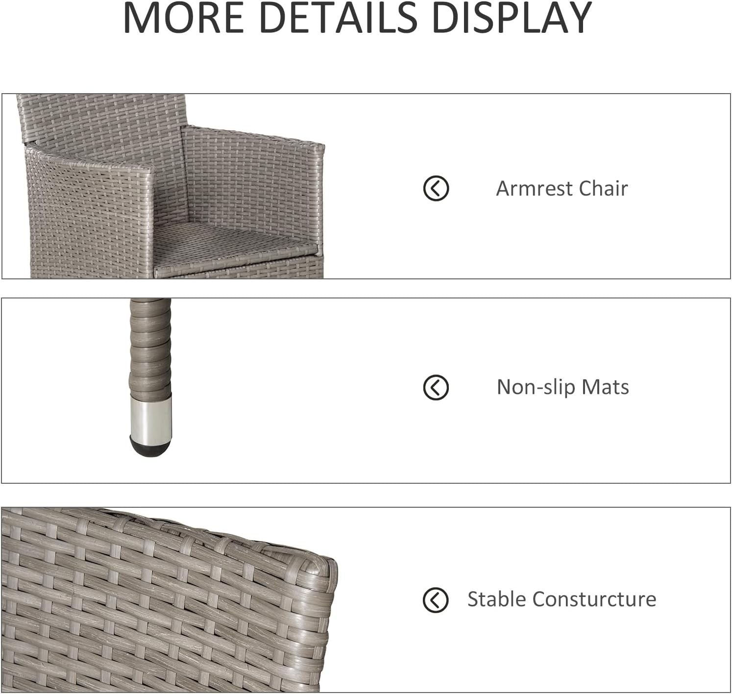 Set of 4 Rattan Garden Dining Chairs with Cushions High Back Patio Seating