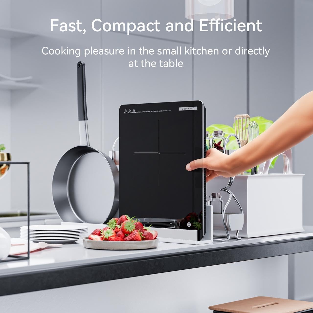 2000W Portable Induction Cooktop, 9 Power Levels, 8H Timer, Touch Control