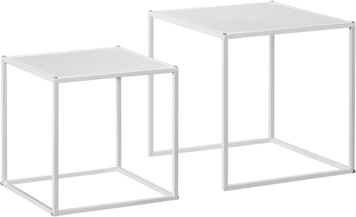 Modern Nesting Coffee Tables Set of 2 End Side Snack Living Room Black Steel