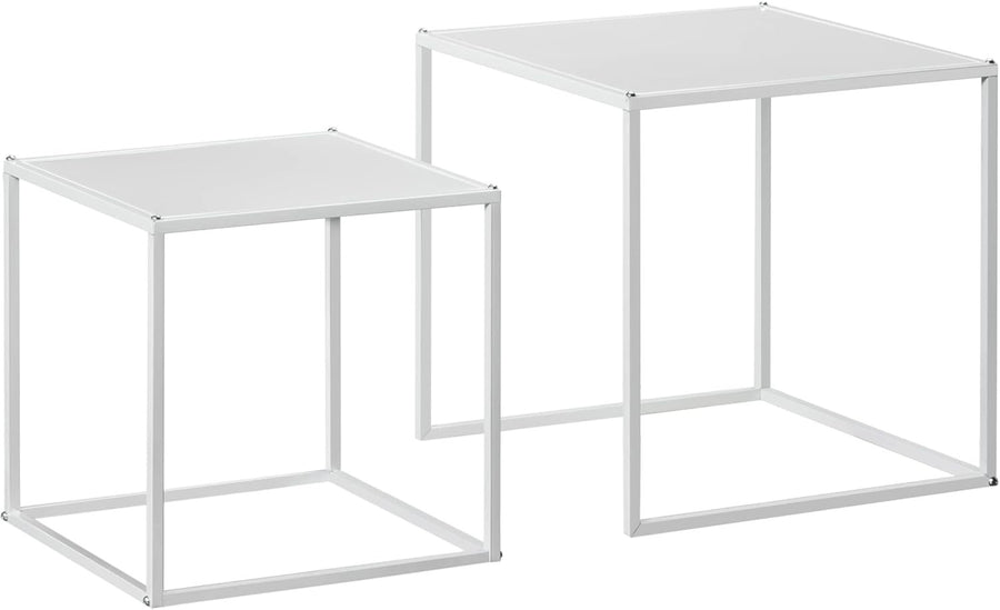 Modern Nesting Coffee Tables Set of 2 End Side Snack Living Room Black Steel