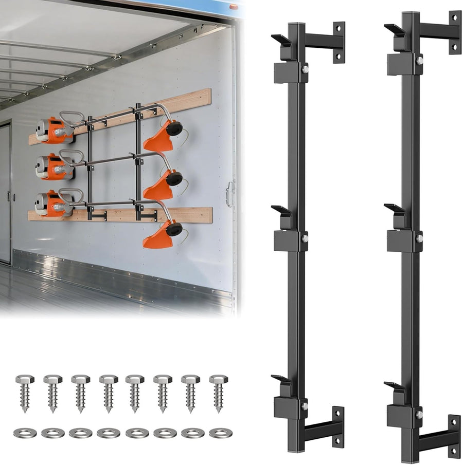 Heavy Duty Steel Trailer Tool Rack Wall Mount 3 Weed Eater Holder