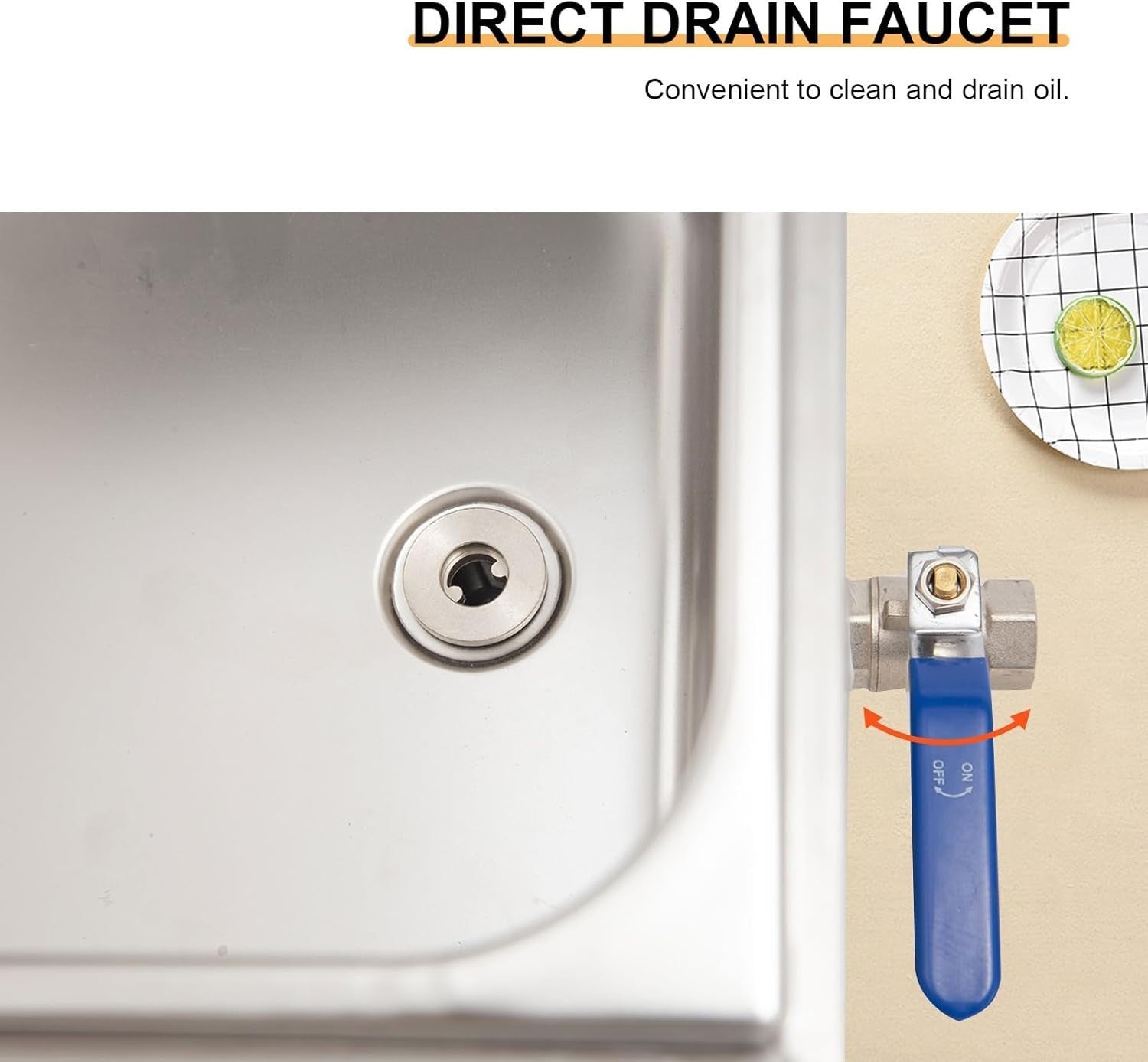 Commercial Electric Deep Fat Fryer 10L 3000W Stainless Steel Drain Tap