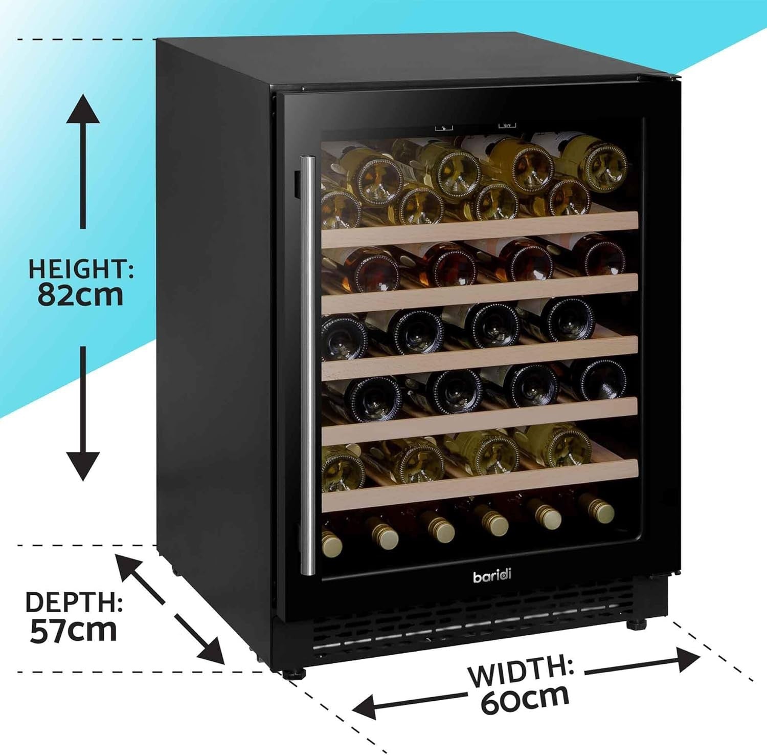 54 Bottle Wine Cooler Fridge Digital Touch Control Large Capacity Freestanding