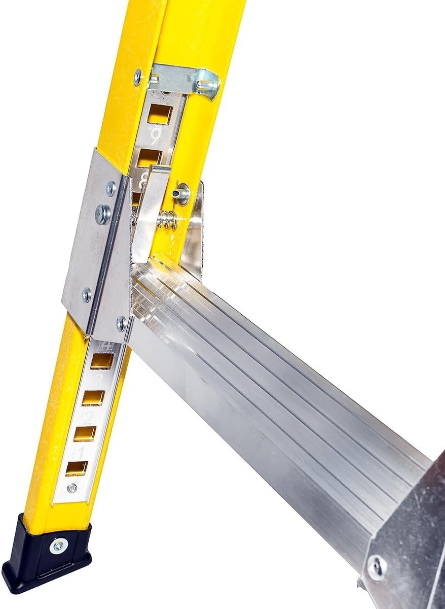 2x Fibreglass Folding Work Platforms Adjustable Height 1200x350 Heavy Duty