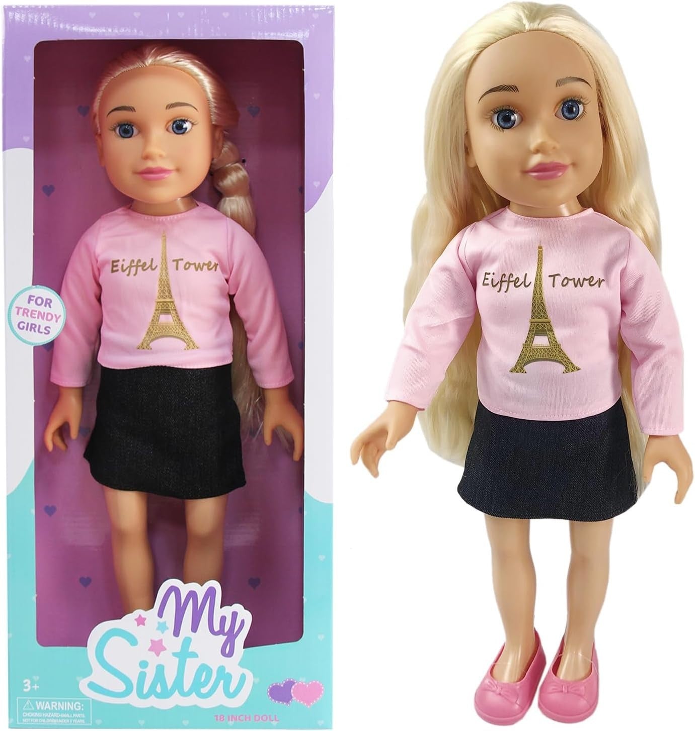 45cm Fashion Doll Blonde Styling Hair Removable Outfit Shoes