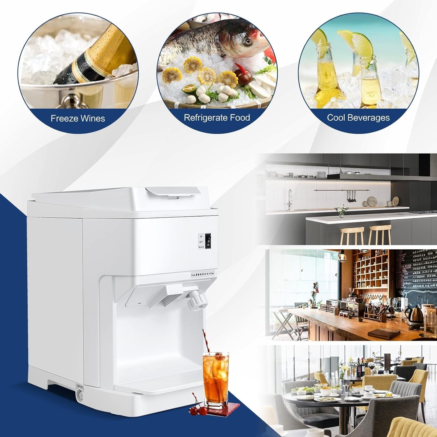 Commercial Ice Shaver 350W Snow Cone Machine 120kg/h Adjustable
