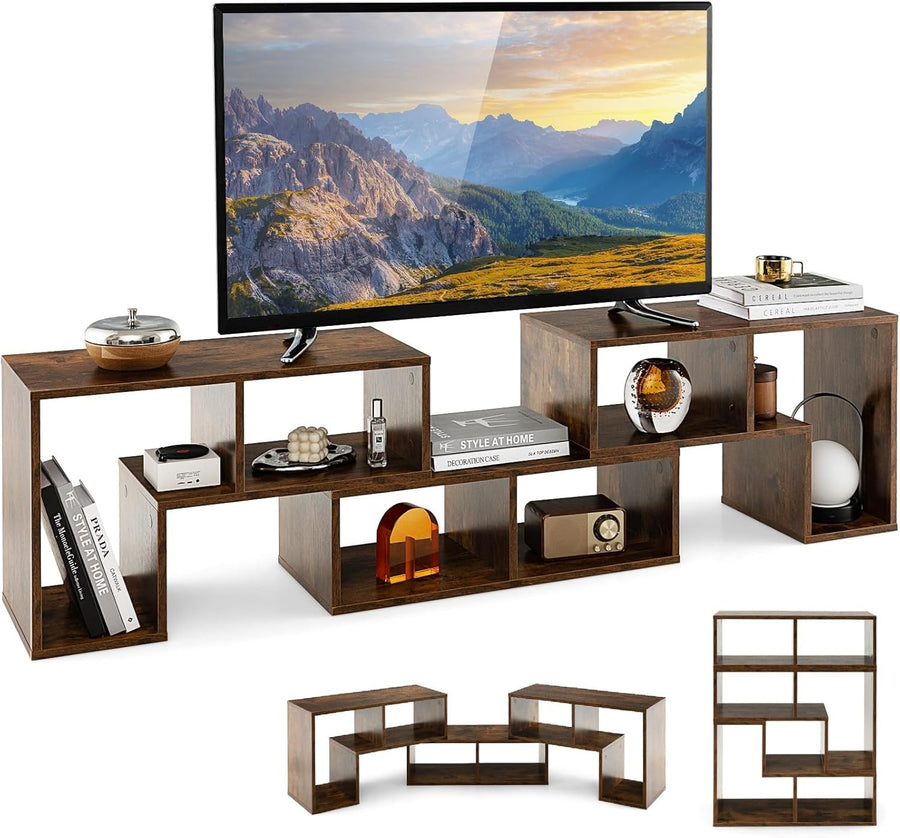 Adjustable Rustic Brown TV Stand up to 65" | Modular Storage & Display Shelf