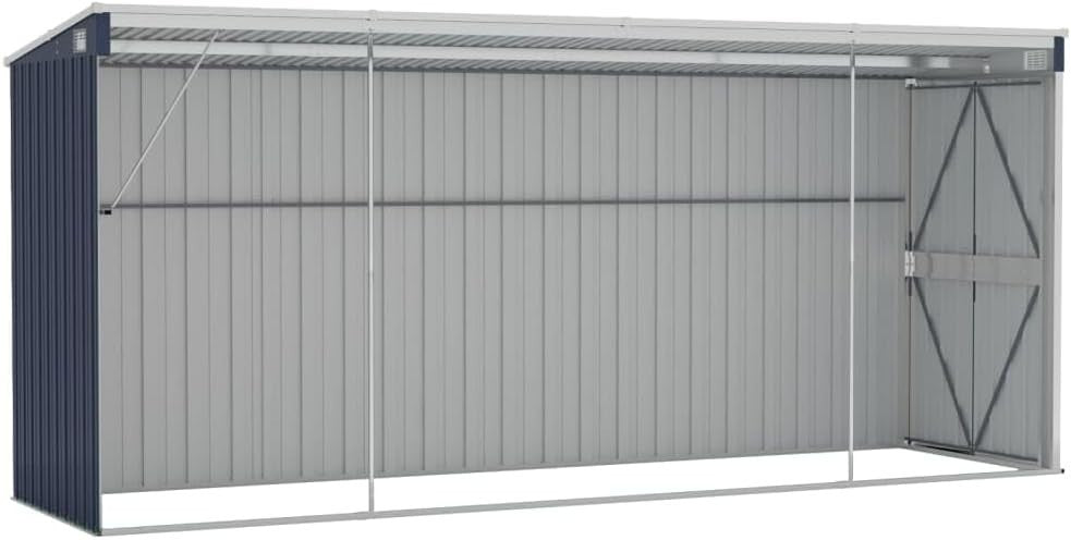 Wall-Mounted Garden Shed 3.82x1.78m Outdoor Tool Storage Steel
