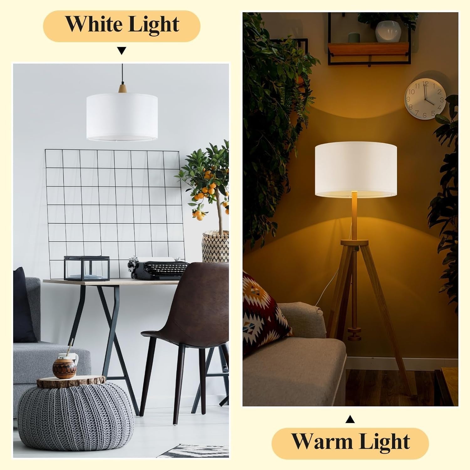 4× Beige Linen Lampshades w/ E27 to E14 Adapter Ring Rustic Drum Light