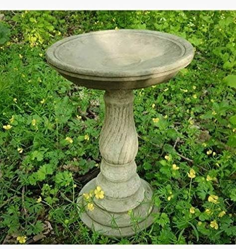 Vintage Stone Bird Bath Feeder Garden Ornament Twist Pedestal Outdoor Decor
